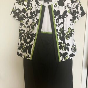 Luna Black and Green Floral Midi Dress